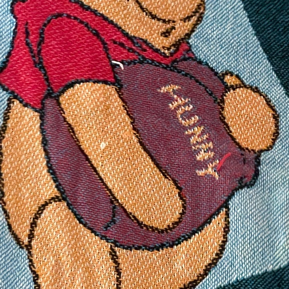 RARE Vtg 90s Disney Winnie the Pooh Woven Throw Tapestry Blanket USA 42x64”. - Picture 6 of 7